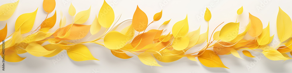 Fototapeta premium yellow leaves on a white background 3d drawing. Generative AI
