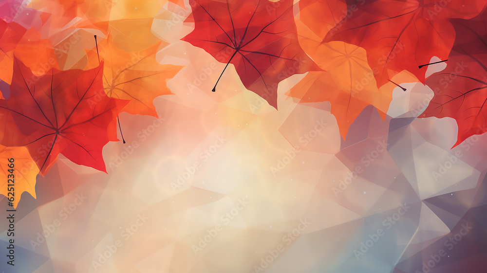 Fototapeta premium polygonal abstract autumn background with copy space geometry. Generative AI
