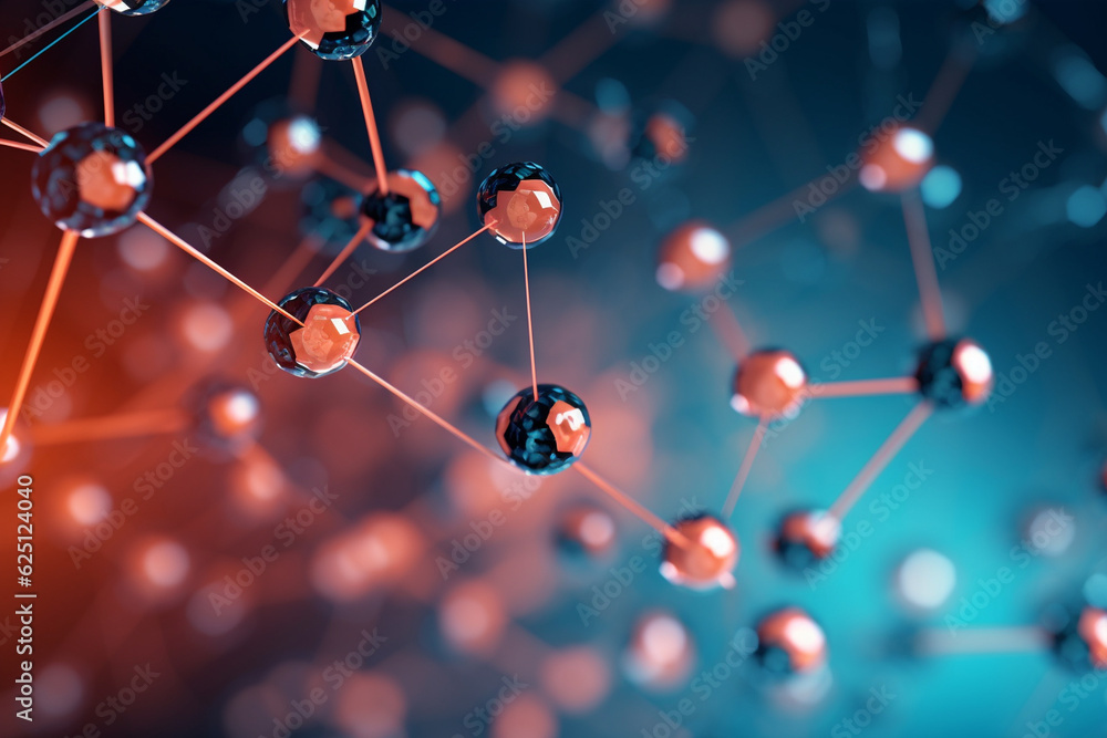 A close-up of a network of molecules, with some molecules clustered together, showcasing molecular aggregation Generative AI A close-up of a network of molecules, with some molecules clustered together, showcasing molecular aggregation Generative AI