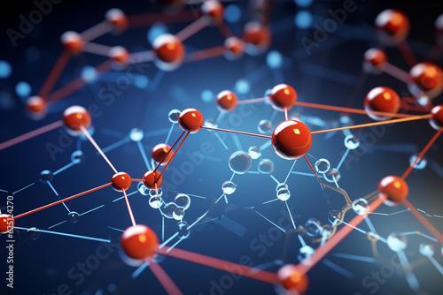 A close-up of a network of molecules, with arrows indicating the direction of chemical reactions and processes Generative AI photo