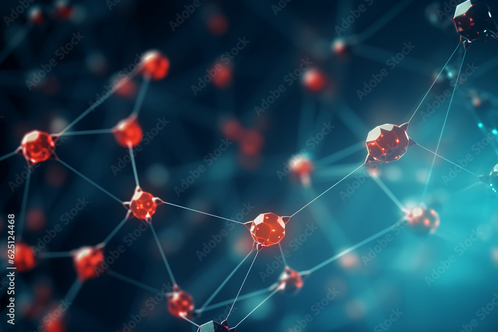 A photo of a network of molecules, with lines connecting them, depicting molecular communication and signaling Generative AI A photo of a network of molecules, with lines connecting them, depicting molecular communication and signaling Generative AI