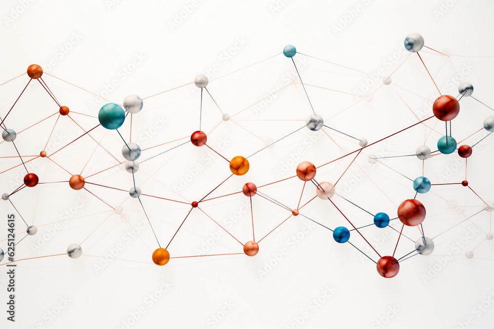 A picture of a network of molecules on a white backdrop, symbolizing the interplay of chemical reactions in a controlled environment Generative AI A picture of a network of molecules on a white backdrop, symbolizing the interplay of chemical reactions in a controlled environment Generative AI
