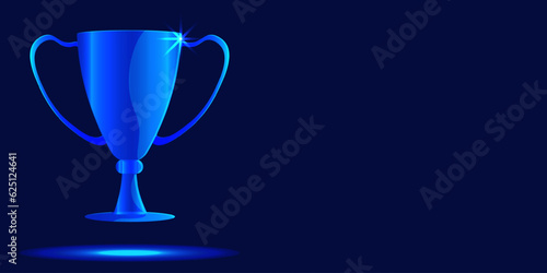 Futuristic Winner 's Cup for online digital transformation abstract technology background. Innovative technology concept. Victor's Cup emblem. Vector illustration.