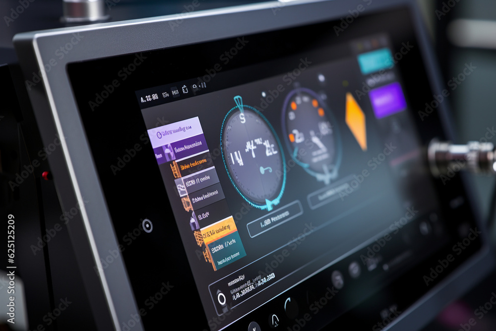 A close-up of a 3D printer's touchscreen interface, showing the user-friendly controls for initiating and managing print jobs Generative AI A close-up of a 3D printer's touchscreen interface, showing the user-friendly controls for initiating and managing print jobs Generative AI