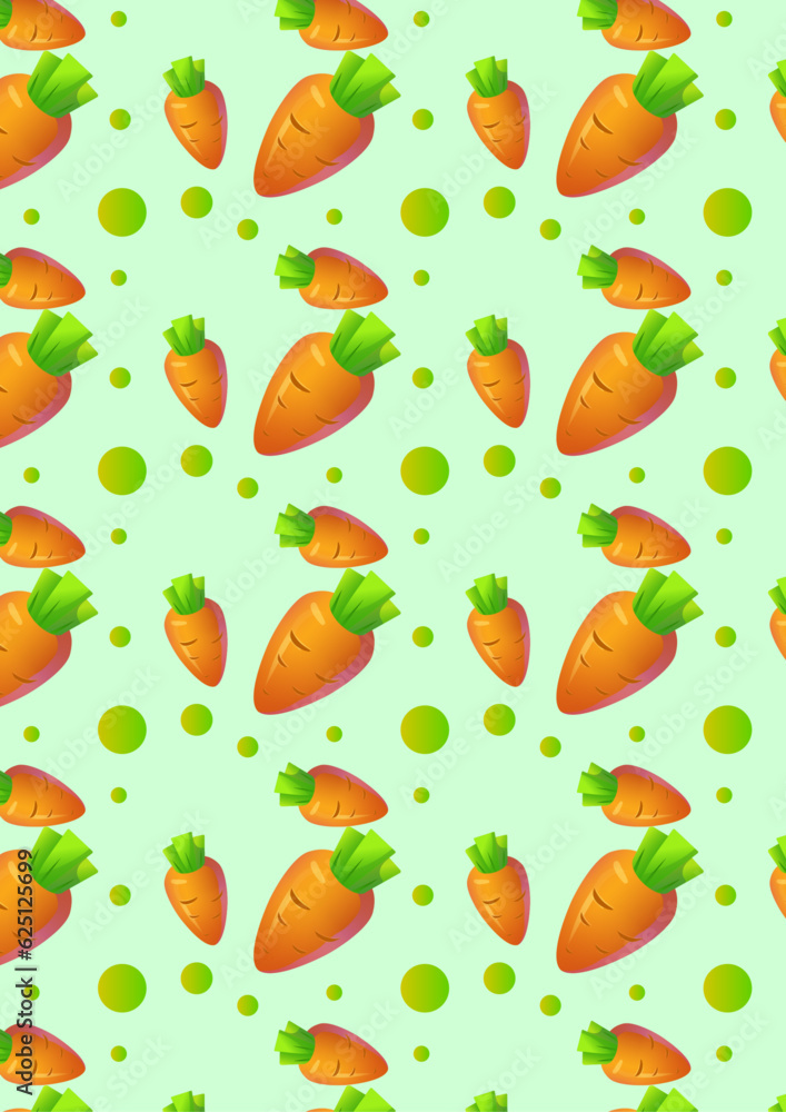 Vector seamless pattern with orange carrots on white background. Vegetable summer pattern, colorful print for design .Carrot pattern Vector seamless pattern with orange carrots on white background. Vegetable summer pattern, colorful print for design .Carrot pattern