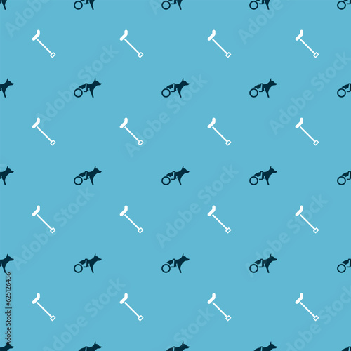 Set Dog in wheelchair and Walking stick cane on seamless pattern. Vector