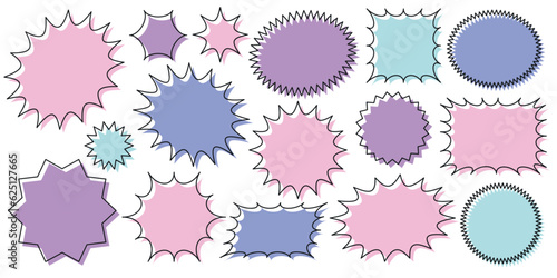 ギザギザ　フレーム  衝撃　縁あり　セット　カラフル　パステル　ピンク　紫　青