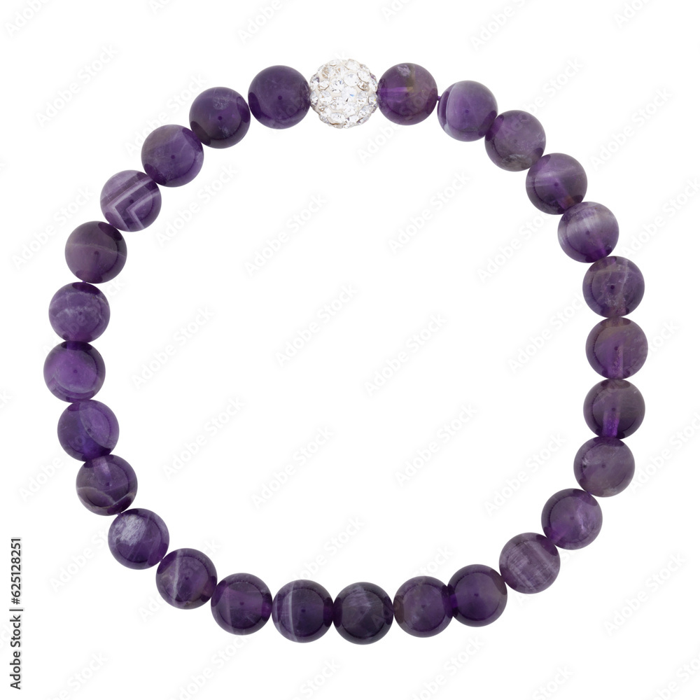 Violet mineral bracelet on a white background Violet mineral bracelet on a white background