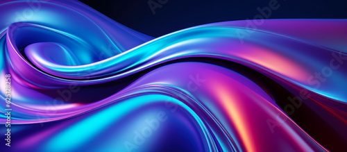 Fototapeta Naklejka Na Ścianę i Meble -  Abstract fluid 3d render holographic iridescent neon curved wave in motion background. Gradient design element for banners, backgrounds, wallpapers and covers