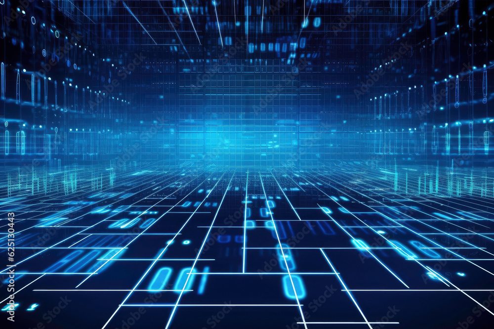 Data Matrix Infusion Futuristic HUD with Blue Digital Lines and Grid Technology Data Matrix Infusion Futuristic HUD with Blue Digital Lines and Grid Technology