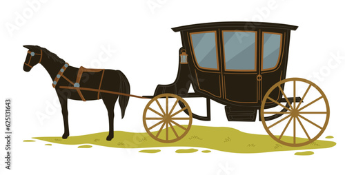 Equine transport in medieval city or town vector