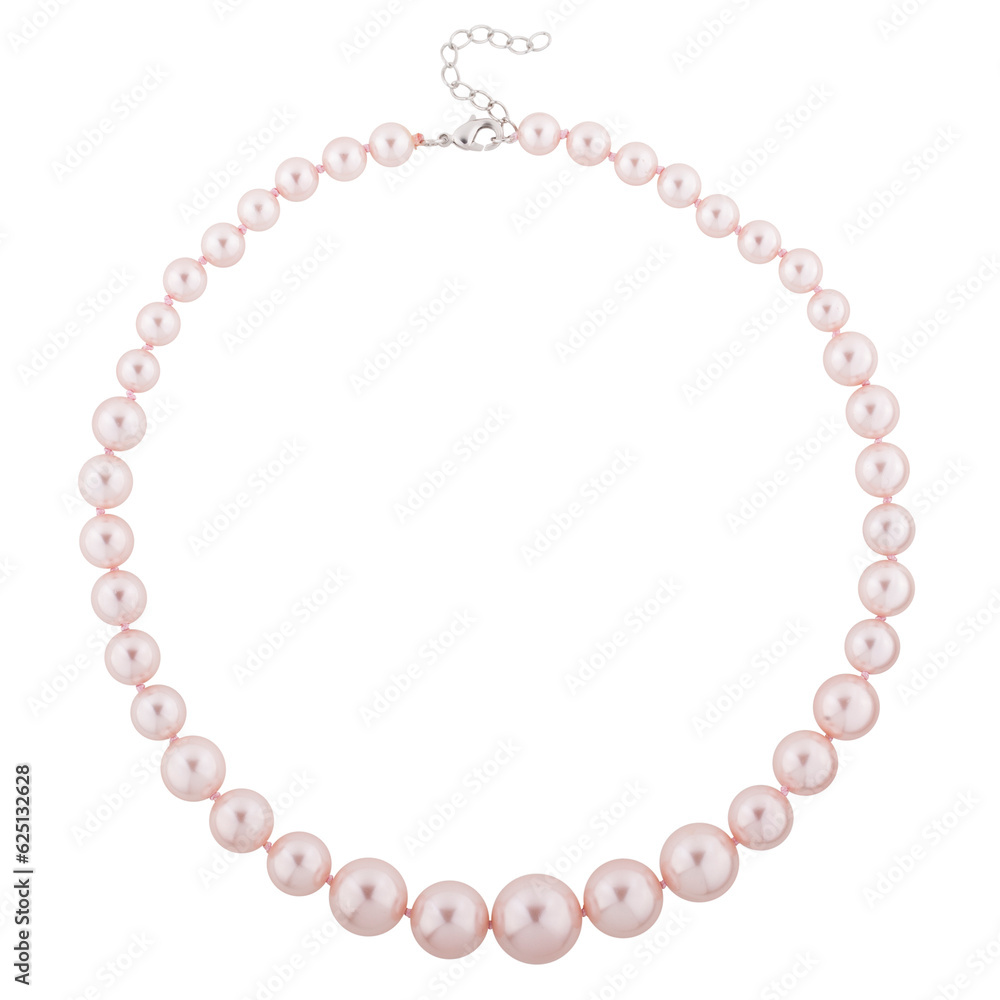 Fototapeta premium Pearl necklace, carved on a white background