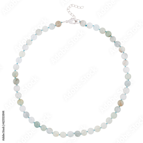 Necklace of mineral carved on a white background