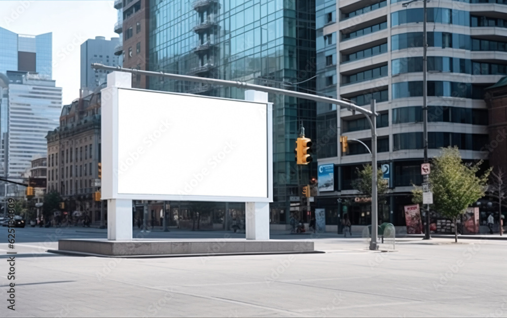 Obraz premium Billboard with blank mock up digital display in modern city, generated AI