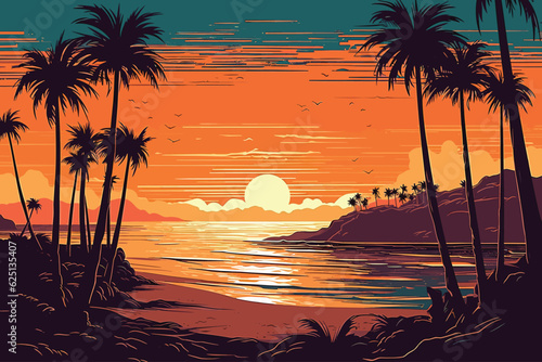 sunset over the beach