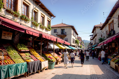 Realistic photo of marketplace filled with exotic fruits © BabyQ