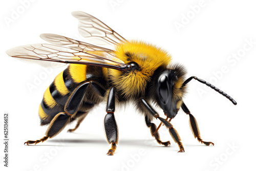 Bee over white background - AI Generated © mbruxelle