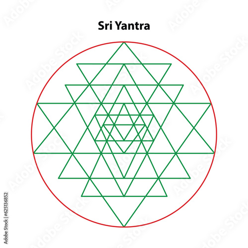 Sri yantra. Sacred Geometry Vector Design Elements. This religion, philosophy, and spirituality symbols. the world of geometric mystic mandalas. intricately illustrations.