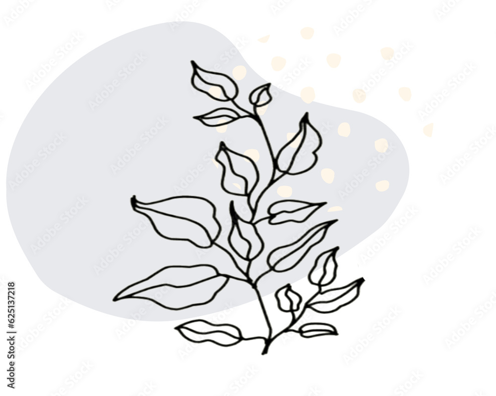 Hand-drawn illustration of the branch of a tree with a light gray background Hand-drawn illustration of the branch of a tree with a light gray background