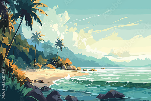 tropical island with palm trees