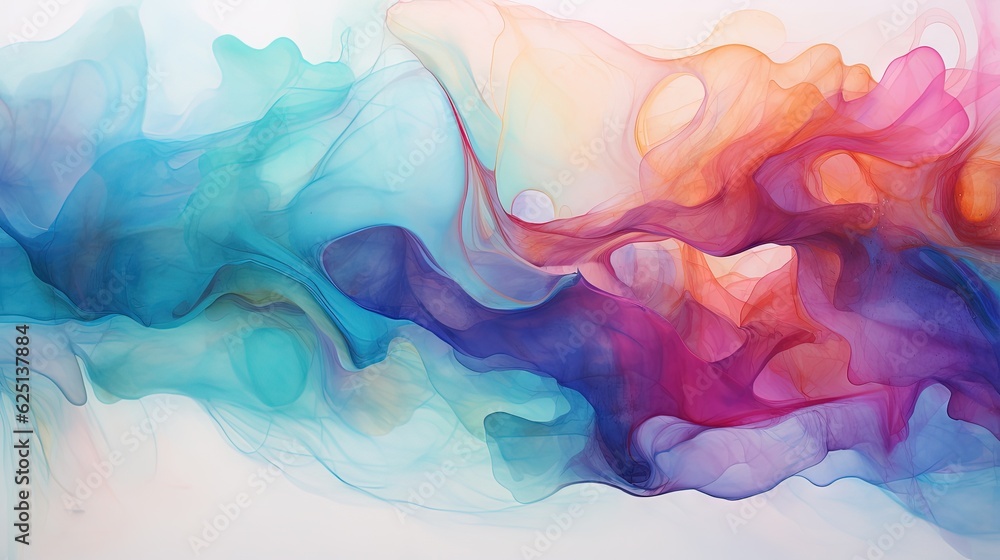  an abstract painting of blue, pink, and orange smoke.  generative ai