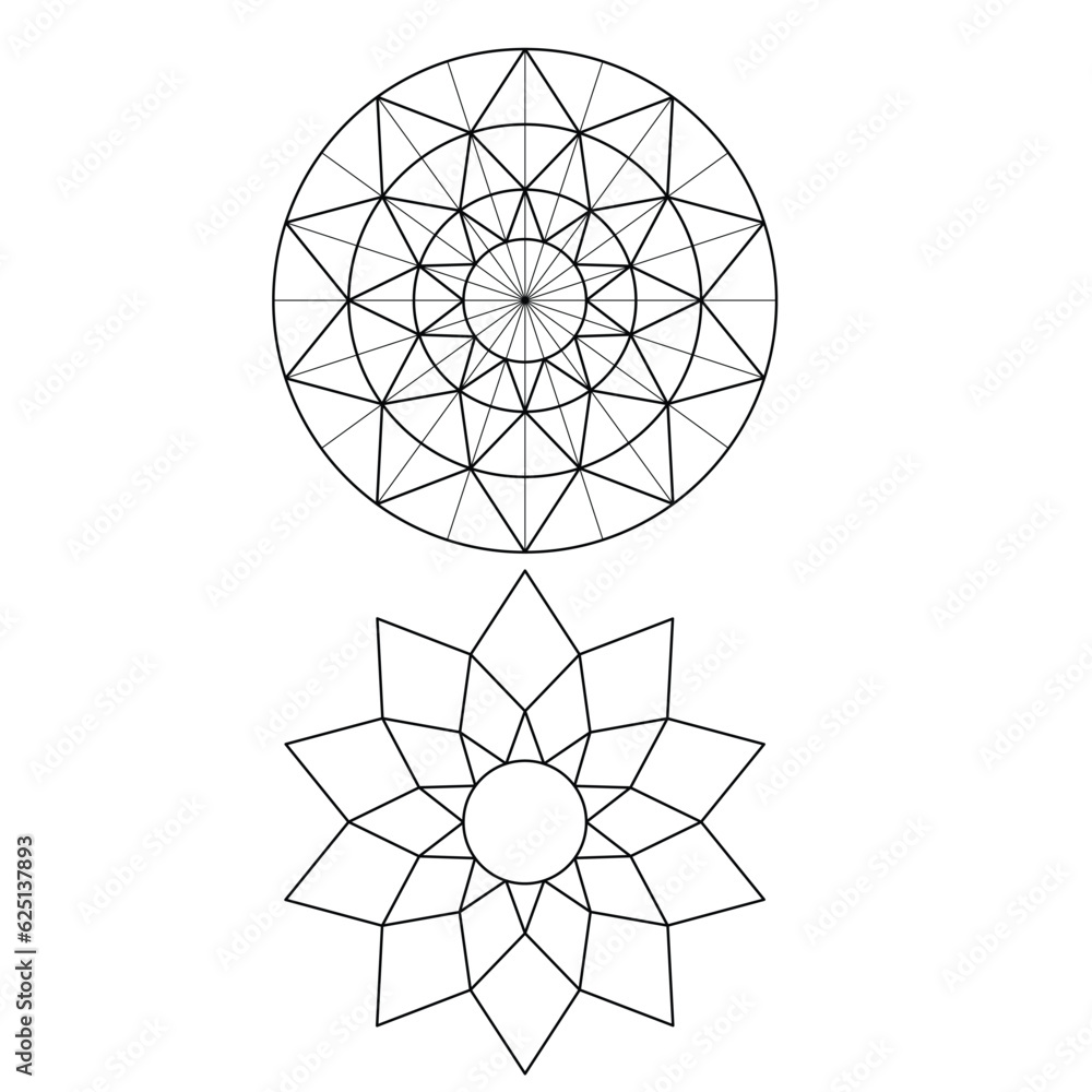 Fototapeta premium Flower graph. Scared Geometry Vector Design Elements. This religion, philosophy, and spirituality symbols. the world of geometric mystic mandalas. with our intricate illustrations.