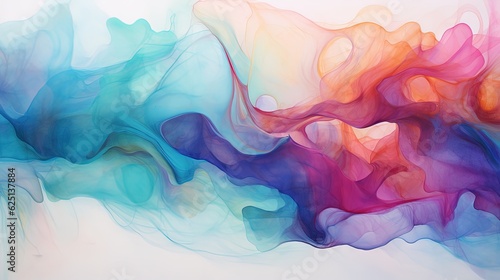  an abstract painting of blue, pink, and orange smoke. generative ai