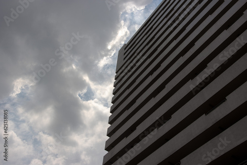 Photos of various different buildings taken from the ground, looking upwards. 