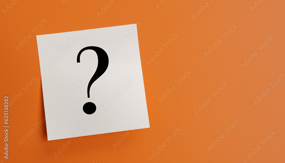 Note paper with question mark on orange background Note paper with question mark on orange background