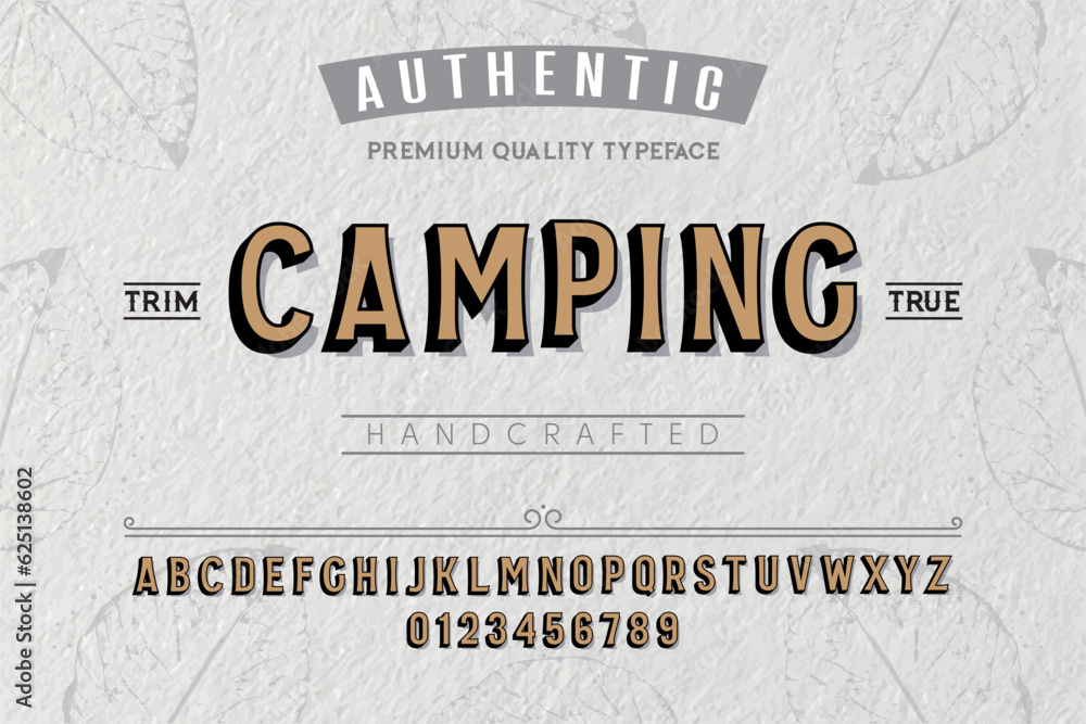 Camping typeface. For labels and different type designs