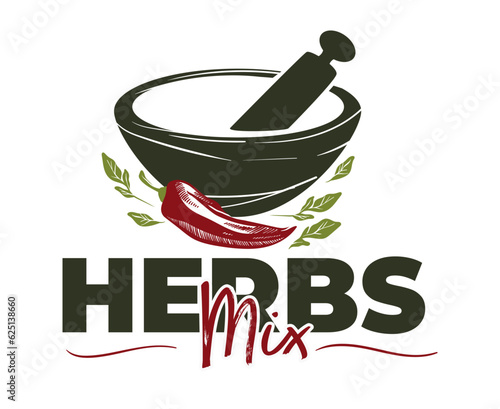 Herbs mix, pepper and leaves of parsley vector