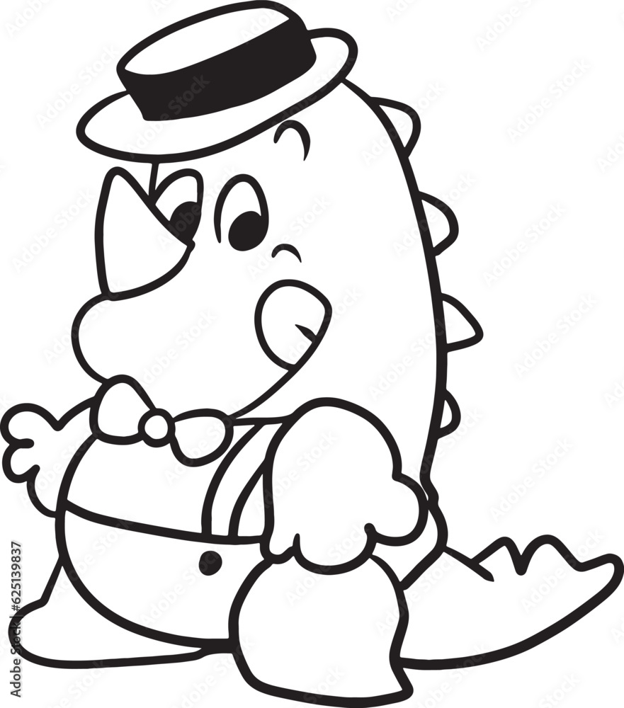 dinosaur cartoon doodle kawaii anime coloring page cute illustration
