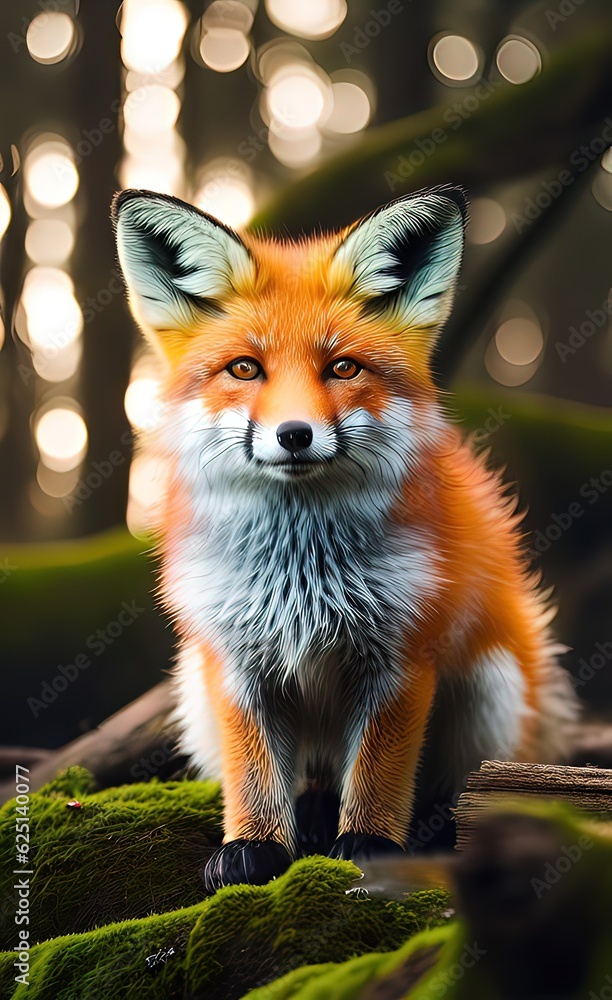 Fototapeta premium Close-up portrait of a red fox in the forest
