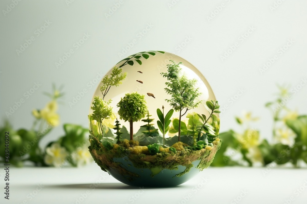 Earth Day Concept on White Background. Generative AI