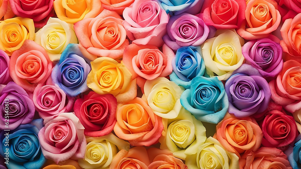 multicolored roses gradient background is unusual. generative ai multicolored roses gradient background is unusual. generative ai