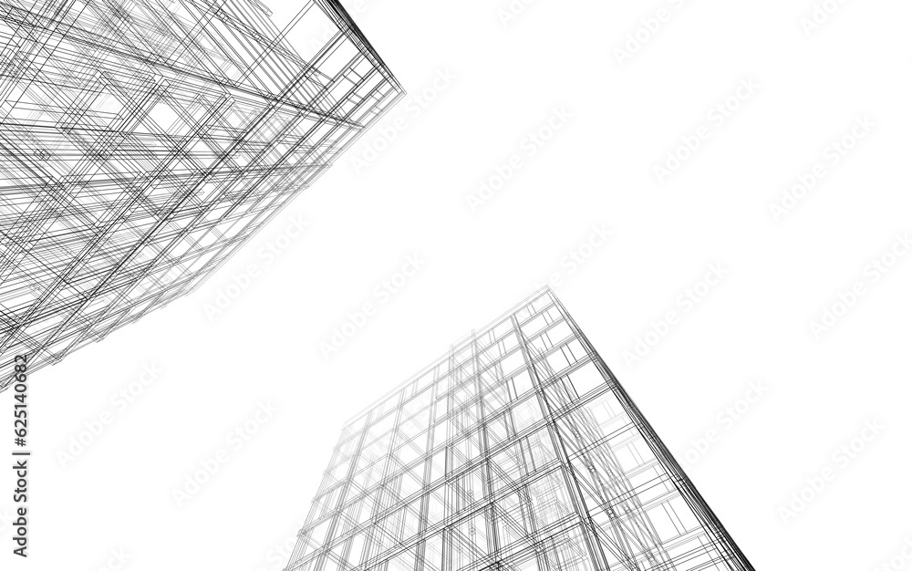 Fototapeta premium Modern architecture building 3d illustration