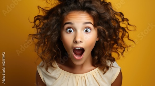 Teenager girl with shocked facial expression. Surprised face expression, Amazed and cheerful emotions.