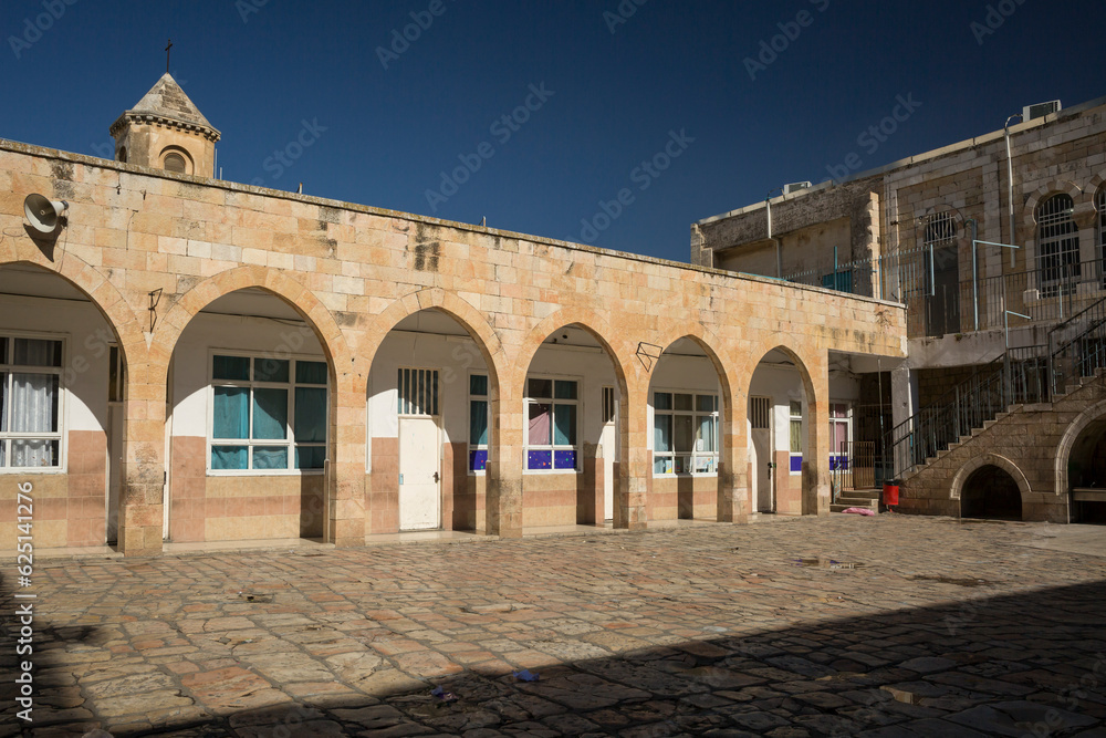 Umariya Elementary School courtyard in the Muslim Quarter of the Old City of Jerusalem