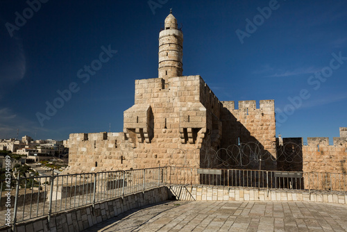 The Tower of David in the City of David, Southern section of the Ramparts Walk in the Old City of Jerusalem photo