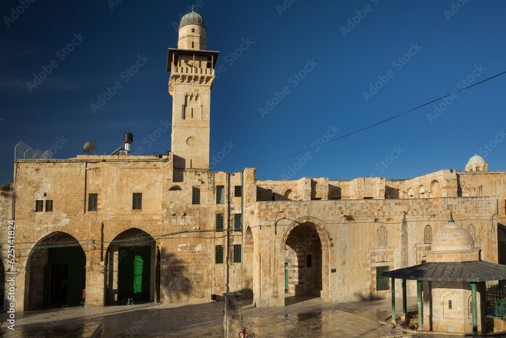 Bab al-Silsila minaret on the Temple Mount of the Old City of Jerusalem