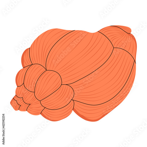 Sea shell. Seashell, marine underwater mollusc. Twisted spiral conch icon. Ocean triton shellfish. Exotic nautical undersea creature. Flat vector illustration isolated on white background