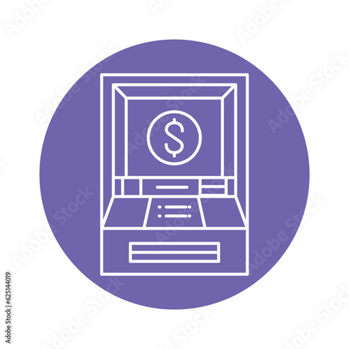 ATM machine black line icon.