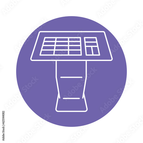 Interactive information kiosk black line icon. Self service counter