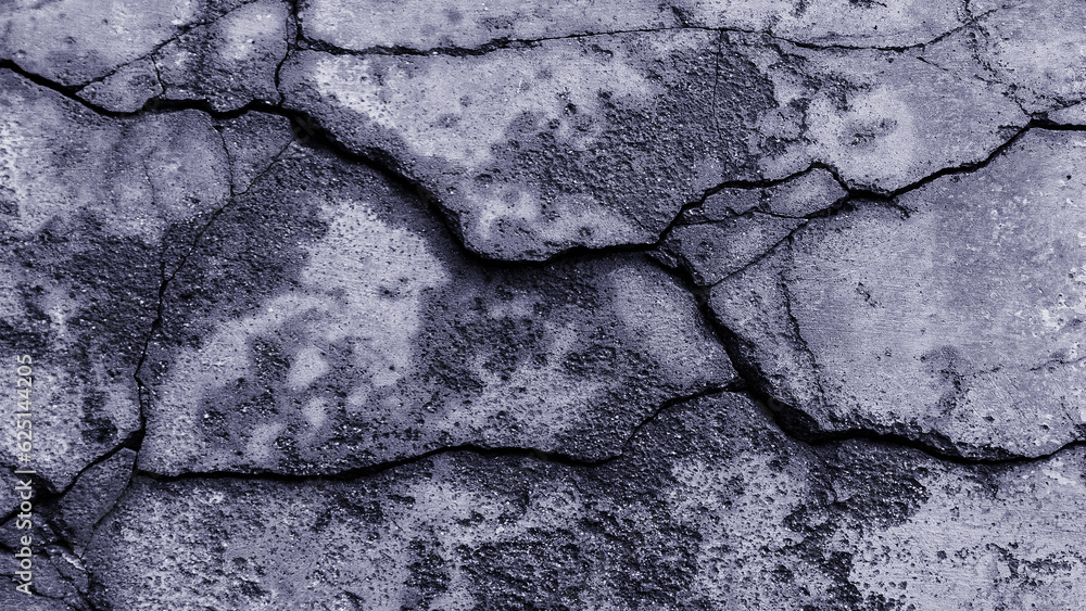 Obraz premium Cracked wall texture cement concrete floor background, Plaster facade house wall with grey dark cracks abstract background