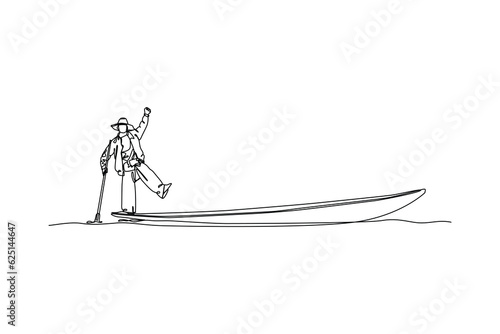 Fisherman. Cartoon people fishing. Fisherman so happy back at home. Males hobby. Vector leisure pastime
