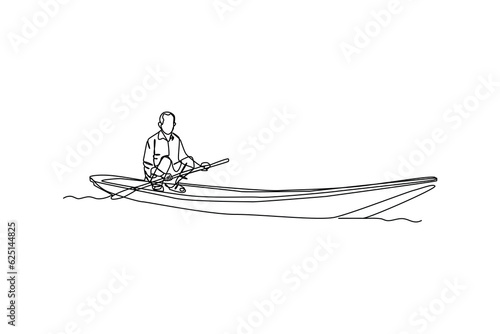 Fisherman. Cartoon people fishing. Fisherman are fishing on the boat. Males hobby. Vector leisure pastime