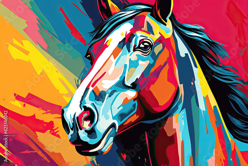 portrait of a horse in style of pop art  ai generated