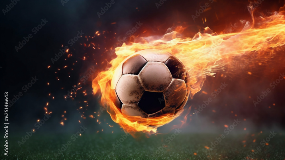 Fototapeta premium Soccer ball in fire