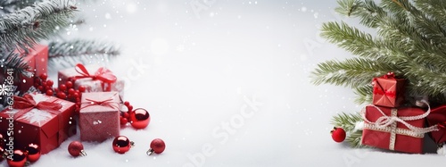 beautiful composition with Christmas ornaments on a white background