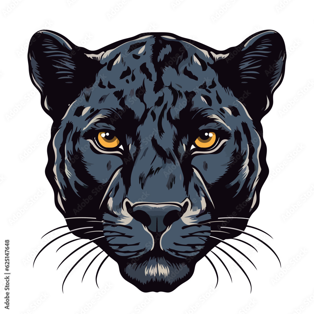 Panther head logo design. Abstract drawing panther face. Cute panther face